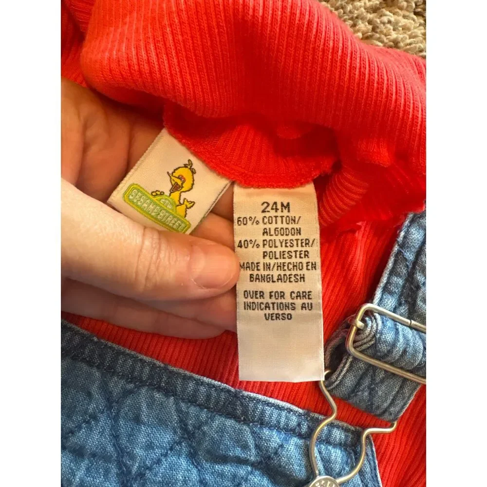 Vtg Elmo Sesame Street quilted embroidered jumper set
